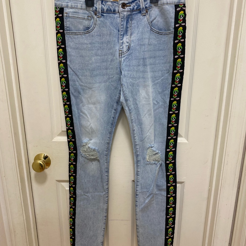 LOONEY TUNES MARVIN THE MARTIAN MEN"S SLIM FIT DENIM JEANS BLUE SIZE 32X32